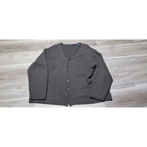 Brandini Mens Cardigan Sweater XL Brown Extrafine Merino Wool Made in Italy Vnec